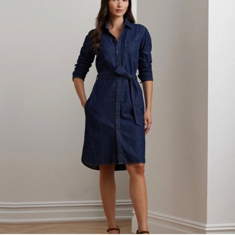 Lauren Ralph Lauren Belted Denim Shirtdress Women’s Size Small
